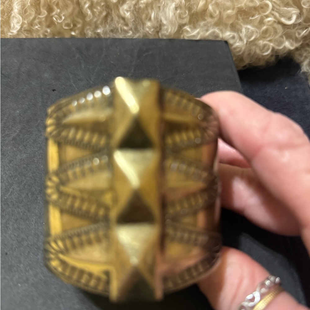 Brass Geometric Adjustable Cuff - Picture 2 of 4